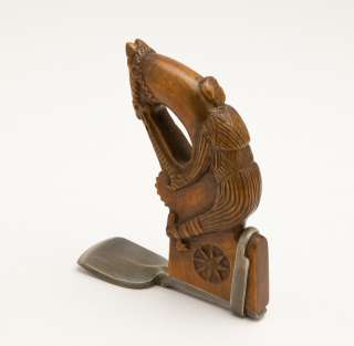 Boxwood Hand Carved Figural HORSE & RIDER Stirrup Adze  