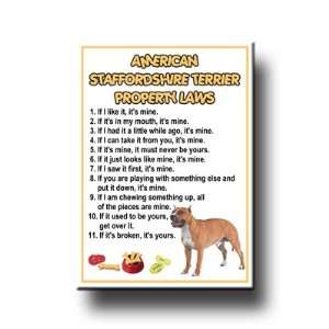   Staffordshire Terrier Property Laws Fridge Magnet 