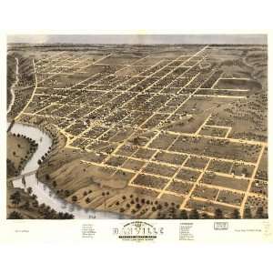 Historic Panoramic Map Birds eye view of the city of Danville 