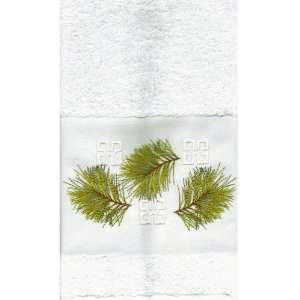  Anali Holiday Sprig Fingertip Towel   White Terry