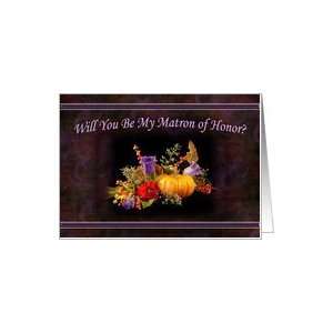  Matron of Honor   Autumn Flowers Card Health & Personal 