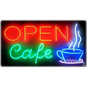 Neon Sign   Open Cafe   Extra Large 20 x 37  Grocery 