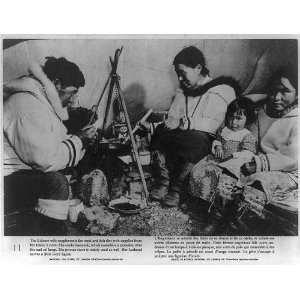  Eskimo Doomestic Scene,Canada,cooking,seal oil lamp