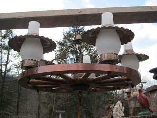 Vintage Western Rustic WAGON WHEEL 5 Arm Chandelier Light Lamp Ceiling 