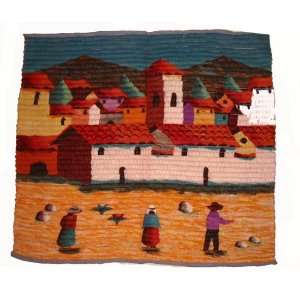  Peruvian highlands town landscape with Shepherd People 