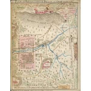  Civil War Map Plan of Andersonville Prison or Camp Sumter 