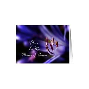  Matron Of Honour Invitation   Purple Agapanthus Card 