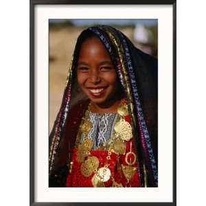 Girl in Traditional Dress at Sahara Festival, Looking at Camera, Douz 