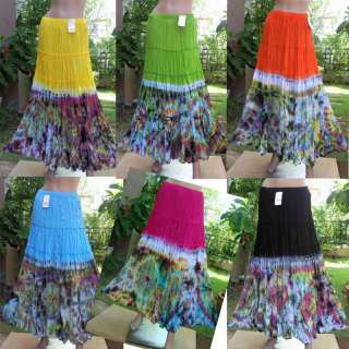 Boho Patchwork Summer Broomstick tie dye Skirt XS L  