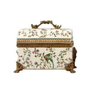   Jewelry Box with Hand Painted Porcelain and Gilt Bronze Ormolu Home