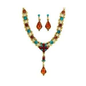  Vintage Necklace Set   Blue Zircon/topaz Austrian Crystal 