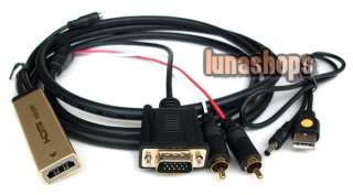 HDMI Female To 2 RCA AV + VGA Male Audio Video Converter Adapter Cable 