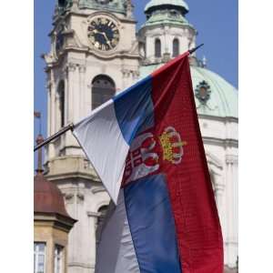  National Flag in Front of the Dome of the Church of St 