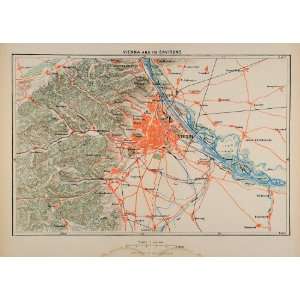  1882 Photolithographed Map Vienna Austria Gross Enzersdorf 