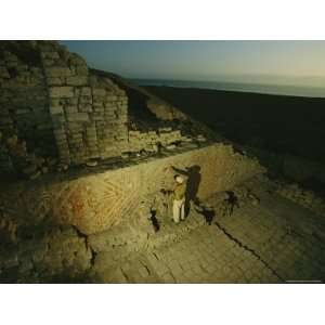  Conservator Restores Huaca Cao Viejos Plaza Wall Stretched 