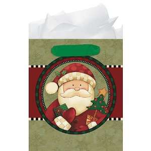    Cozy Santa 12 1/2in x 10 1/8in Large Glitter Gift Bag Toys & Games
