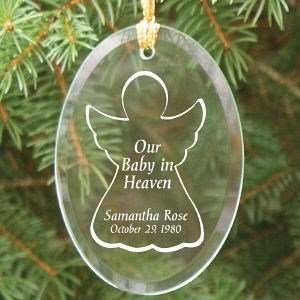  Engraved Baby In Heaven Oval Glass Ornament