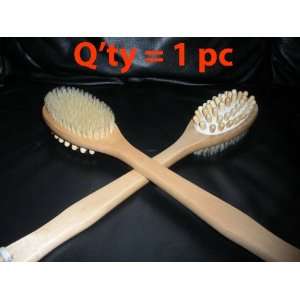 ) Touch Me Long Handle Deluxe Natural Bristle Wooden 