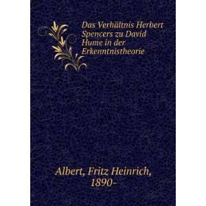   Hume in der Erkenntnistheorie Fritz Heinrich, 1890  Albert Books
