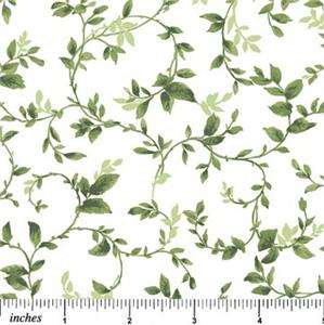 Northcott Beautiful Blossoms Green Leaf White Floral Quilt Fabric 