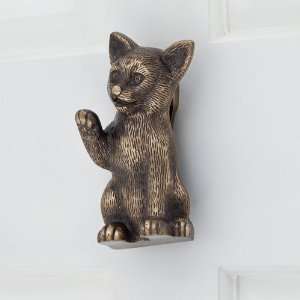  Friendly Cat Brass Door Knocker   Antique Brass