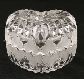 Vintage Crystal Hofbauer Byrdes Covered Heart Shaped Bowl Dish Hand 