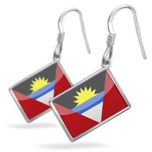 Earrings Antigua and Barbuda Flagwith French Sterling Silver Earring 
