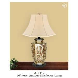  Antique Mayflower Porcelain Lamp 26 H by JB Hirsch 