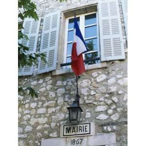 Exterior Detail of the Town Hall and French Flag, Ventabren, Provence 