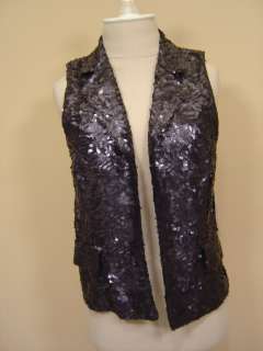 Alice + Olivia Black Sequin Open Vest S NWT $440  