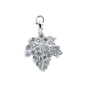  Maple Leaf, 14K White Gold Diamond Charm Jewelry