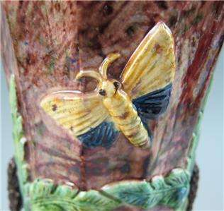   PALISSY MAJOLICA VASE w/ Frogs ALLIGATORS Moths Shells FRENCH Ware