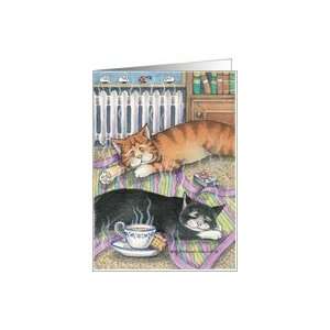 Cats Dreaming On Warm Blanket Birthday (Bud & Tony) Card