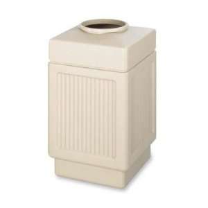  Waste Recept, 38 Gal, Open Top, 18 1/4x18 1/4x31 1/2,Tan 