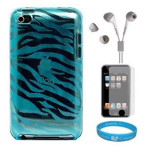  Neon Blue Zebra Design Protective TPU Silicone Skin Cover for Apple 
