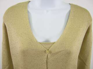 NWT LINDA ALLARD Gold Button Down Cardigan Tank Top M  