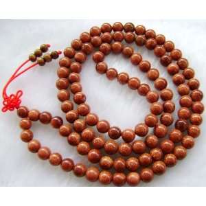  Tibet Buddhist 108 Goldstone Gem Beads Prayer Mala 