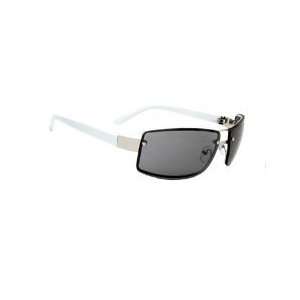  Modern Box Cut Sunglasses White Frame Smoke Lens 