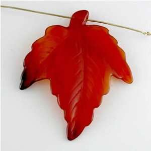  Carnelian Agate 40x55 Handcarved Leaf Gemstone Pendant 