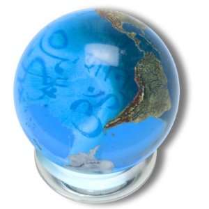 Peace Orbacle   Aqua Crystal Sphere with Natural Earth Continents with 