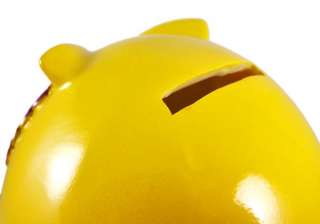 Super Cute Yellow Owl Piggy Bank W/ Spring Legs Money  
