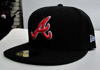 Atlanta Braves Black Red All Sizes Cap Hat by New Era  