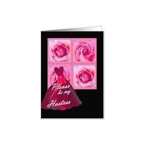  Be My Hostess   Pink Gown and Roses Card Health 
