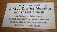 1961 AMERICAN MOTORCYCLE ASSN TICKET BATAVIA NY AMA  