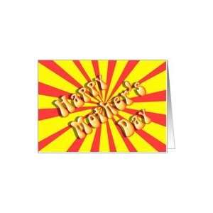 Groovy Retro Hippie Mothers Day Red and Yellow Card 