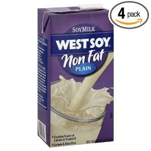 Westsoy Soy Milk Plain Non Fat, Gluten Free, 64 ounces (Pack of4 