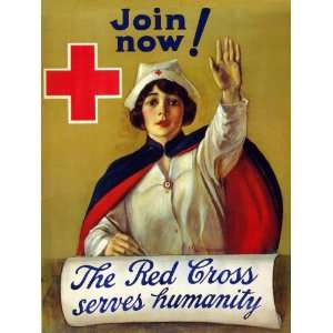  8x11 Inches Poster.The Red Cross Serves Humanity. Decor 