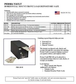 Perma Vault Front Loading Drop Safe Secure Box Deposit  
