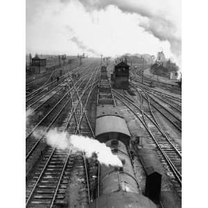 Train Moving Along Track at Brent Marshalling Yards Premium 