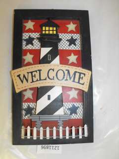 Wooden Welcome sign with Lighthouse Americana Decor  